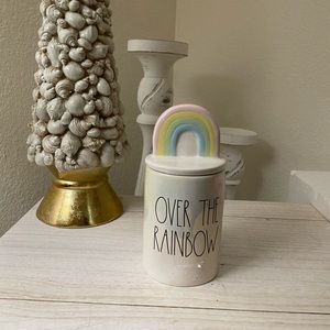 Rae Dunn OVER THE RAINBOW Iridescent Candle with rainbow - Cotton Candy
